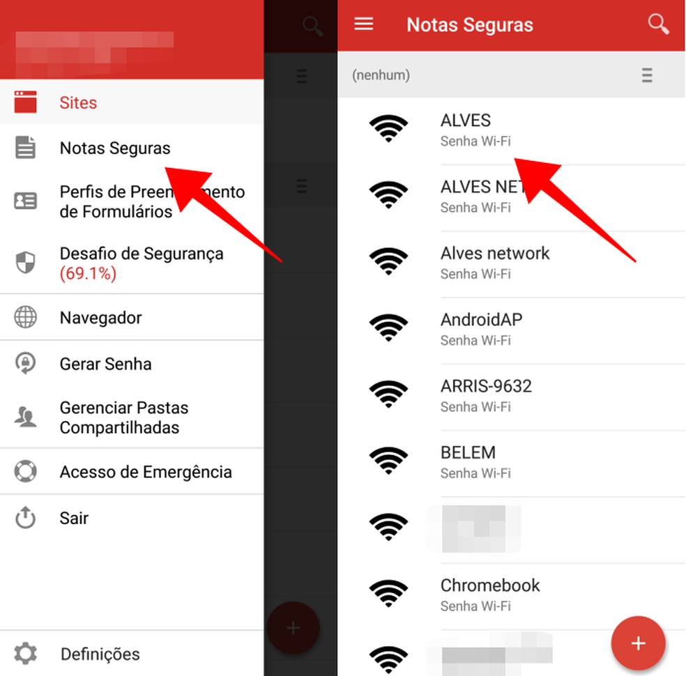 Encontre a lista de redes Wi-Fi no LastPass — Foto: Reprodução/Paulo Alves