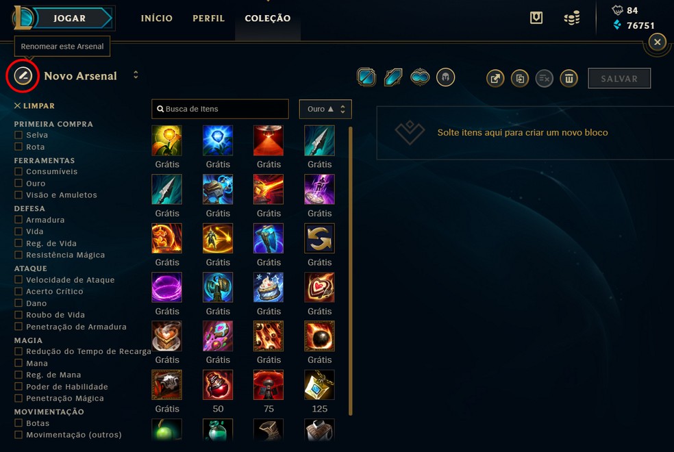 League of Legends: como criar um Arsenal personalizado