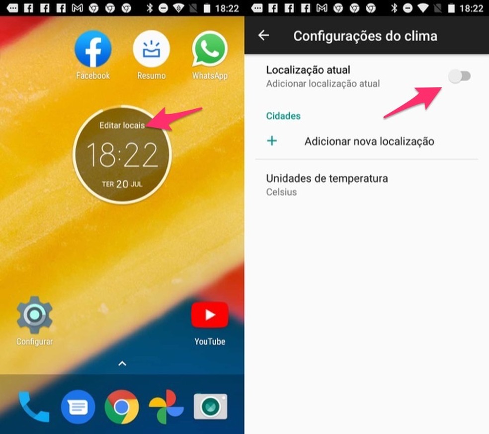 Como colocar a temperatura na tela do celular