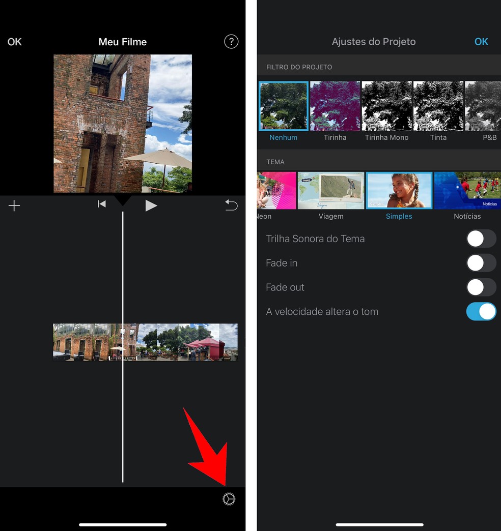 Usuário pode aplicar filtros e efeitos após acelerar vídeo no iPhone — Foto: Reprodução/Rodrigo Fernandes