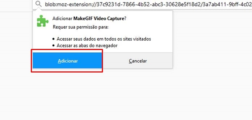 Dê permissão para que o Firefox instale a extensão — Foto: Reprodução/Taysa Coelho