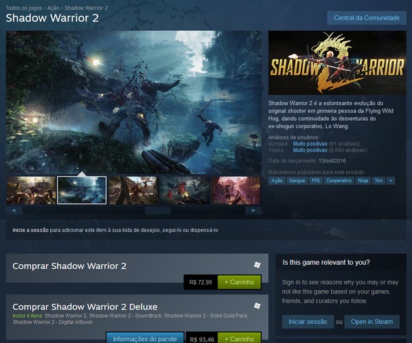 Shadow Warrior 2 chega para PC sem proteção contra pirataria 'para