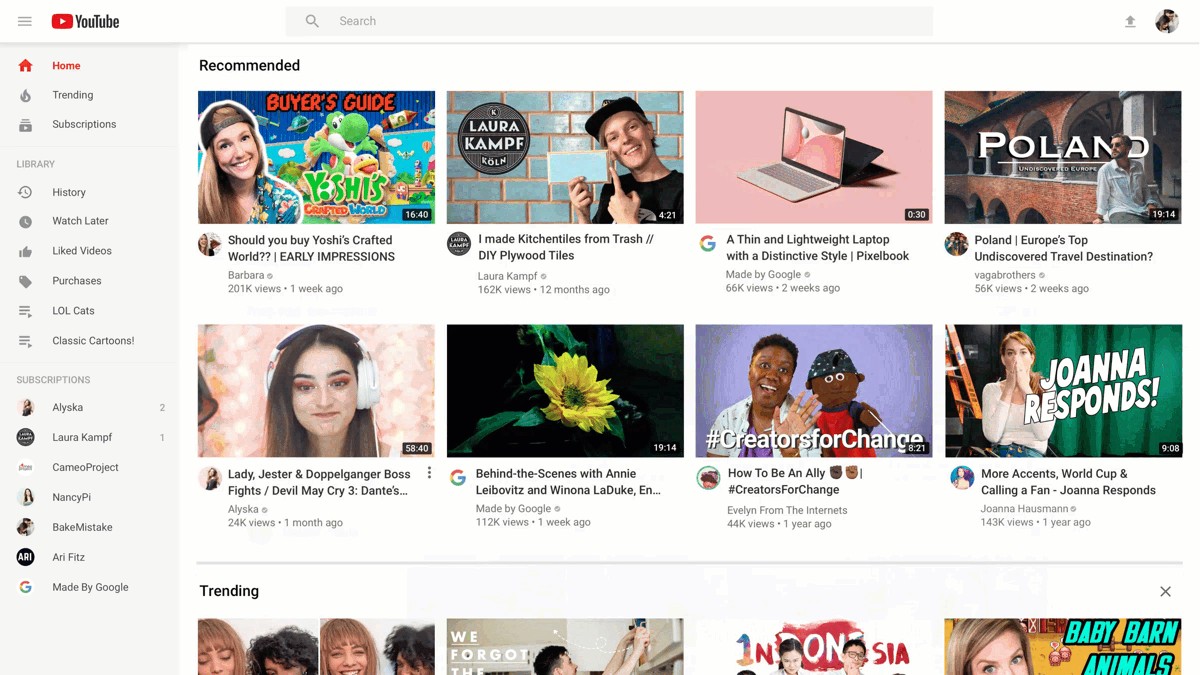  YouTube estreia novo design na página inicial; veja o que muda
