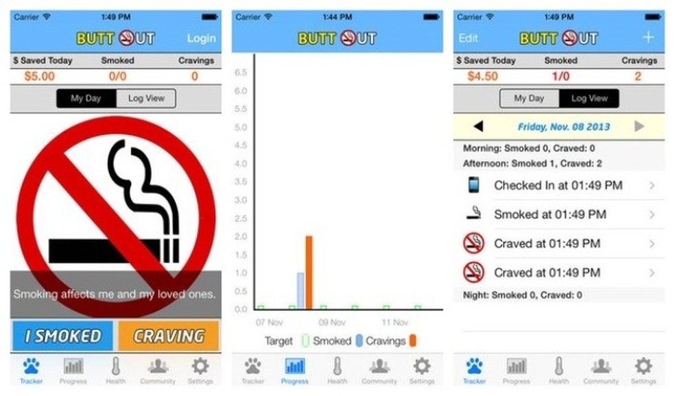 O app ajuda o fumante a diminuir o ritmo gradativamente até a libertação definitiva do cigarro (Foto: Divulgação) — Foto: TechTudo