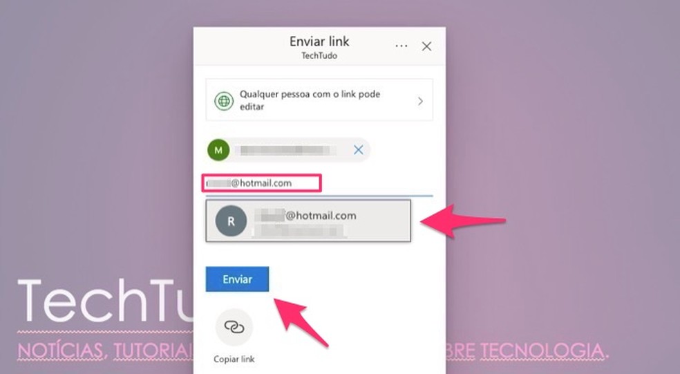 Ação para compartilhar com outras pessoas uma apresentação do PowerPoint online — Foto: Reprodução/Marvin Costa