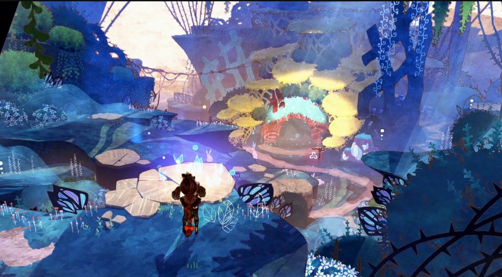 Cereza and the Lost Demon traz uma nova perspectiva sobre o mundo de Bayonetta, estrelando a jovem Cereza e seu amigo demônio, Cheshire — Foto: Divulgação/Nintendo