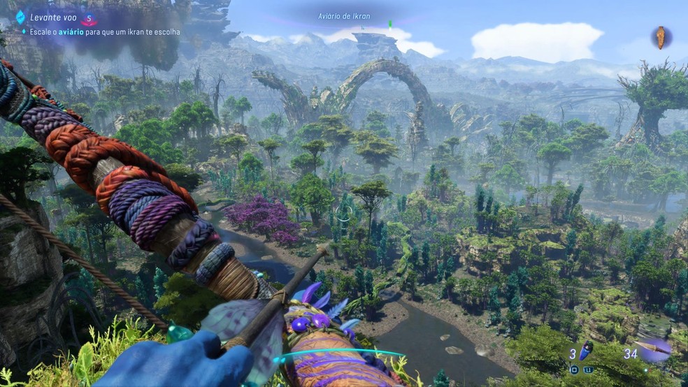 Avatar: Frontiers of Pandora conta com diferentes arcos para serem usados como arma; veja o review — Foto: Reprodução/Adriano Assumpção