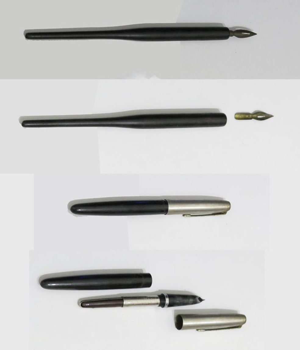 Caneta de pena destacável e caneta tinteiro (Foto: Reprodução) — Foto: TechTudo