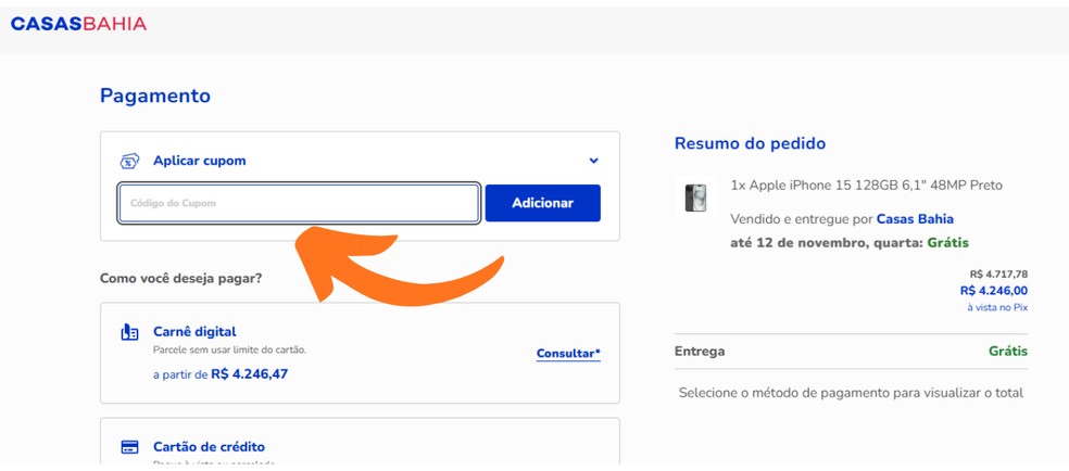  Reprodução/Casas Bahia