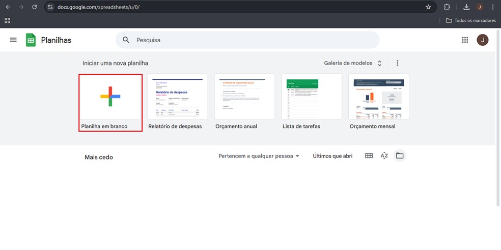 Abra seu arquivo CSV em uma planilha em brancodo Google Planilhas — Foto: Reprodução/Gabriel Pereira