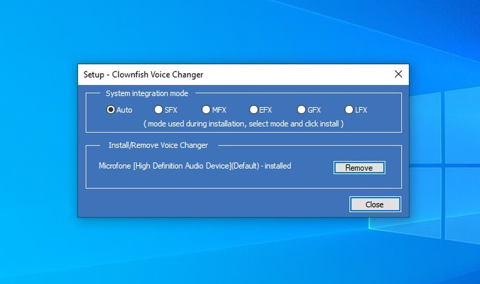 Configurando instalação do Clownfish Voice Changer — Foto: Reprodução/Helito Beggiora
