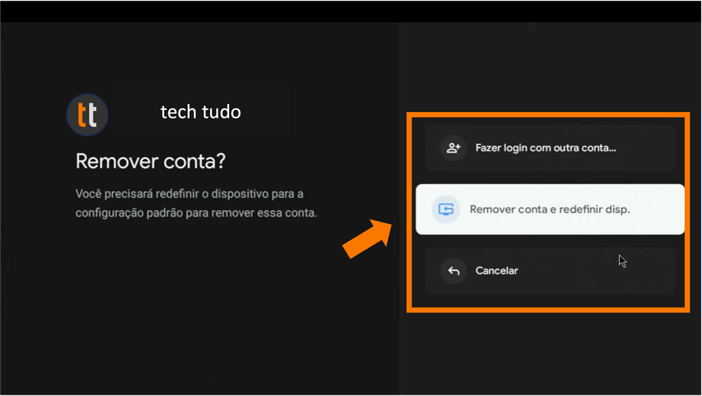 Passo a passo para remover a conta do Gmail da Google TV — Foto: Reprodução/Danilo Sousa