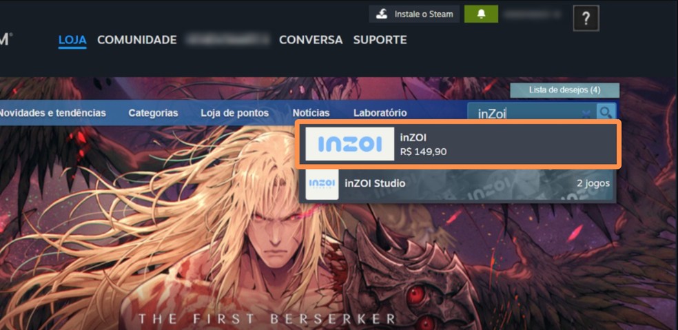 Pesquise por inZOI no Steam — Foto: Reprodução/Róbson Martins