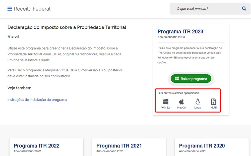 DITR 2023: como baixar o programa para fazer a declaração