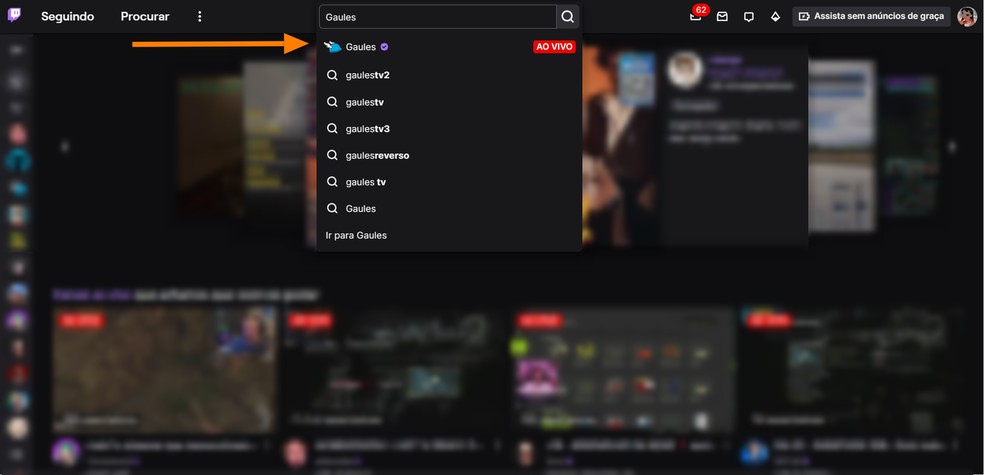 Pesquise por 'Gaules' ou 'PGL' — Foto: Reprodução/Róbson Martins