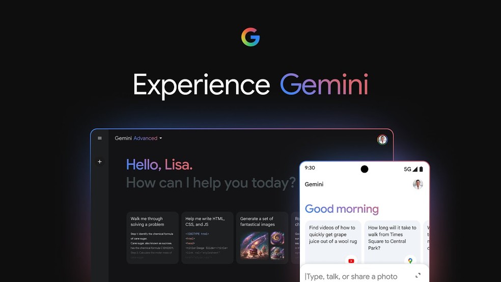 Gemini: o que é e como usar o 'ChatGPT do Google'; veja guia completo — Foto: Reprodução/Google