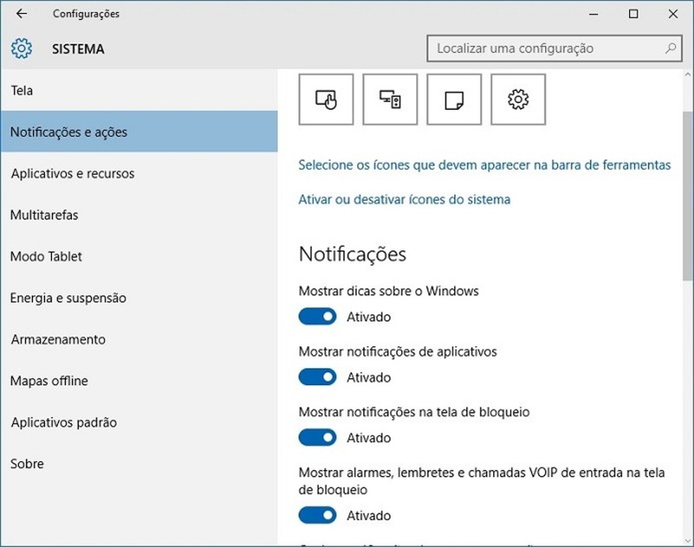 Gerenciando as notificações no Windows 10 (Foto: Felipe Alencar/TechTudo) — Foto: TechTudo