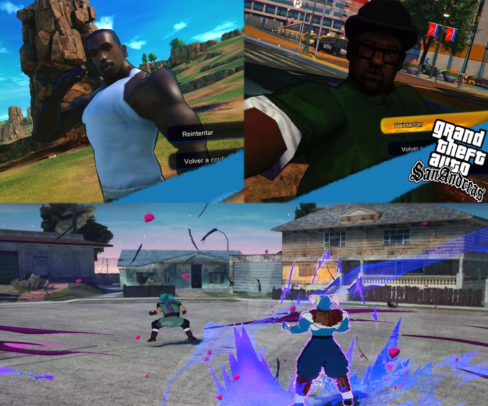 C.J. e Big Smoke chegam a Dragon Ball Sparking! Zero junto com sua vizinhança de Grove Street graças a mods — Foto: Reprodução/Nexus Mods
