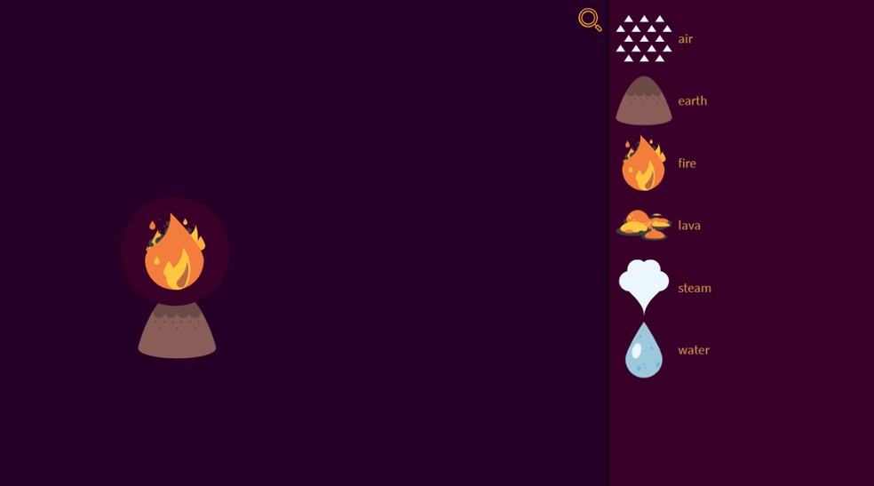 Little Alchemy 2 é um jogo interativo que permite combinar e criar elementos — Foto: Reprodução/Júlia Silveira