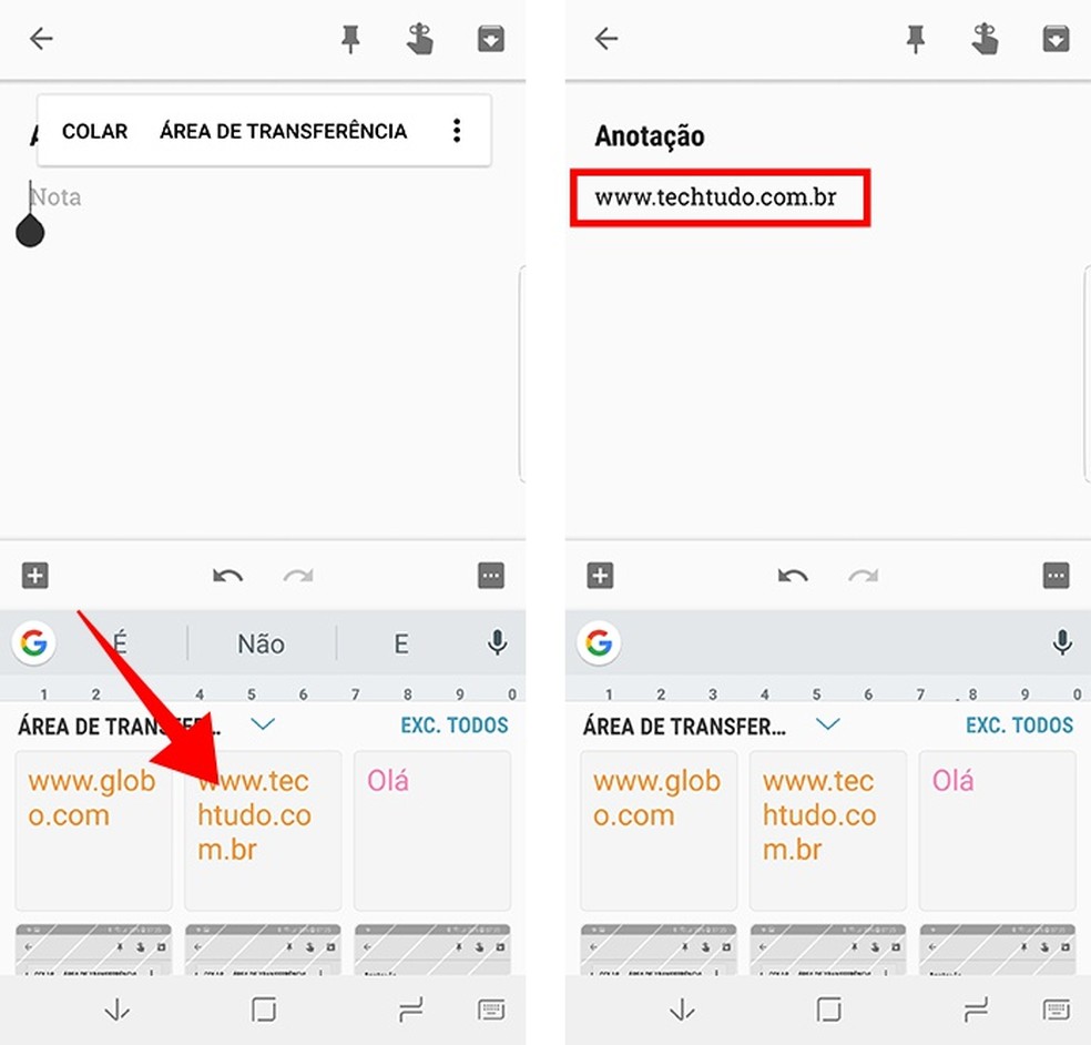 Onde fica a Área de Transferência do Samsung Galaxy e como acessar