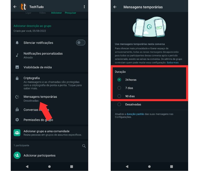 WhatsApp: como ativar e desativar mensagem temporária no app