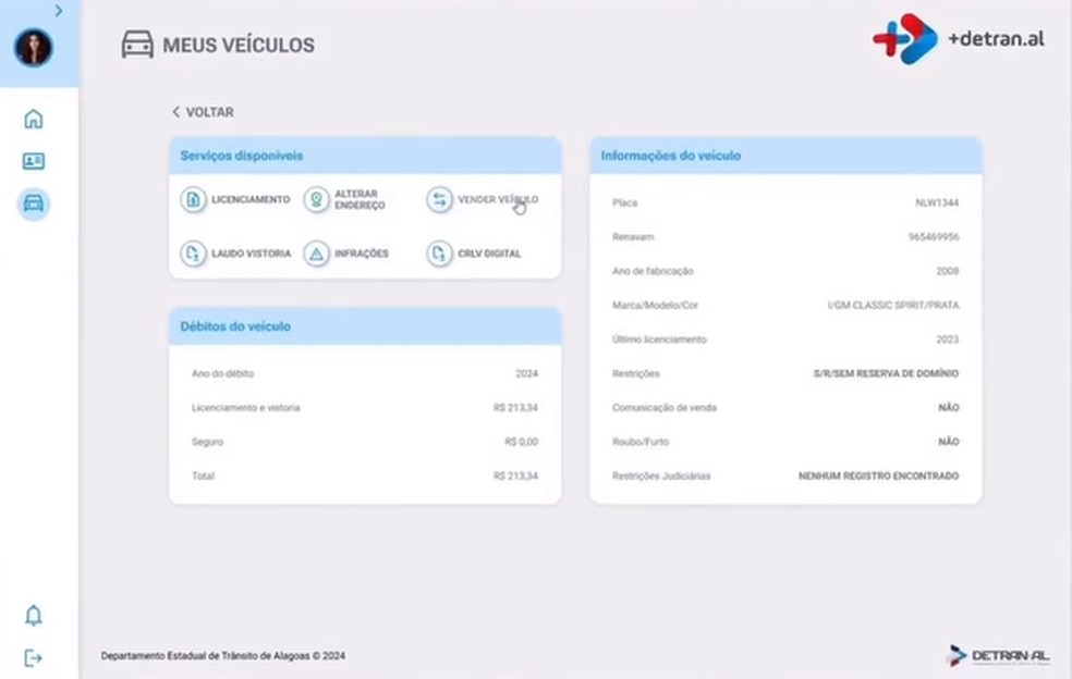  Reprodução/Detran AL