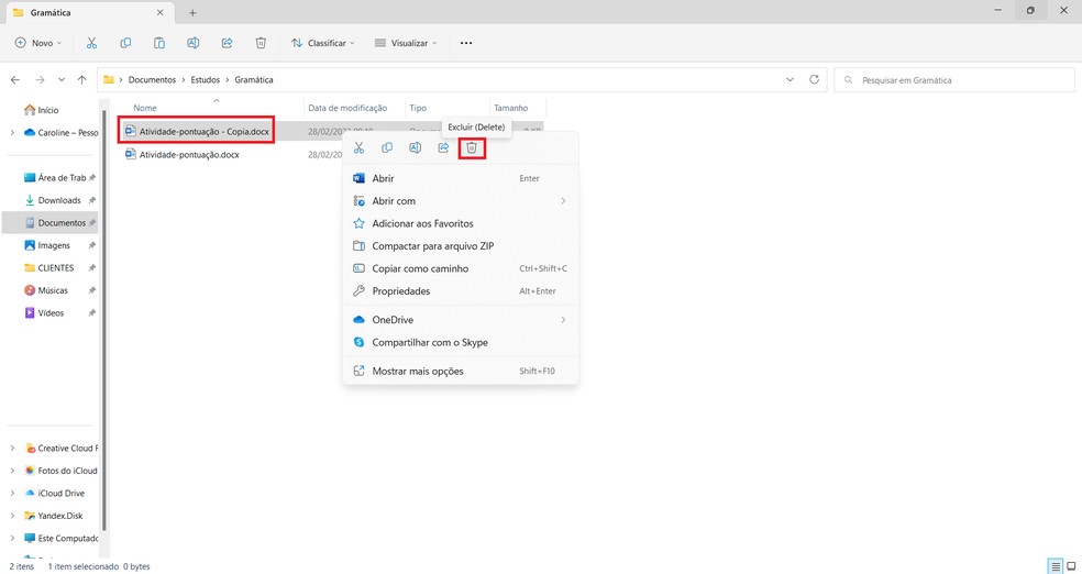 Elimine arquivos duplicados e use atalhos — Foto: Reprodução/Caroline Silvestre