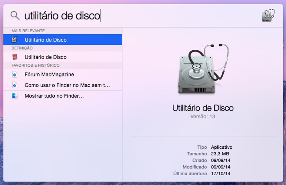 Abra o utilitário de disco (Foto: Reprodução/Helito Bijora) — Foto: TechTudo