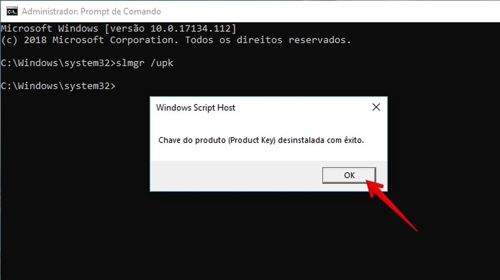 Remova a licença do Windows 10 — Foto: Reprodução/Helito Bijora