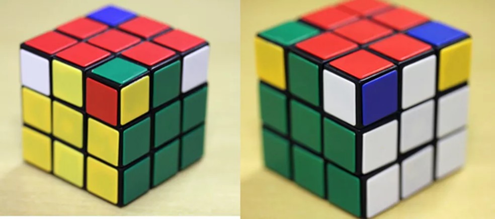 Imagem 10: cruz formada na parte superior e braços alinhados com peças centrais no Cubo Mágico — Foto: Reprodução/TechTudo