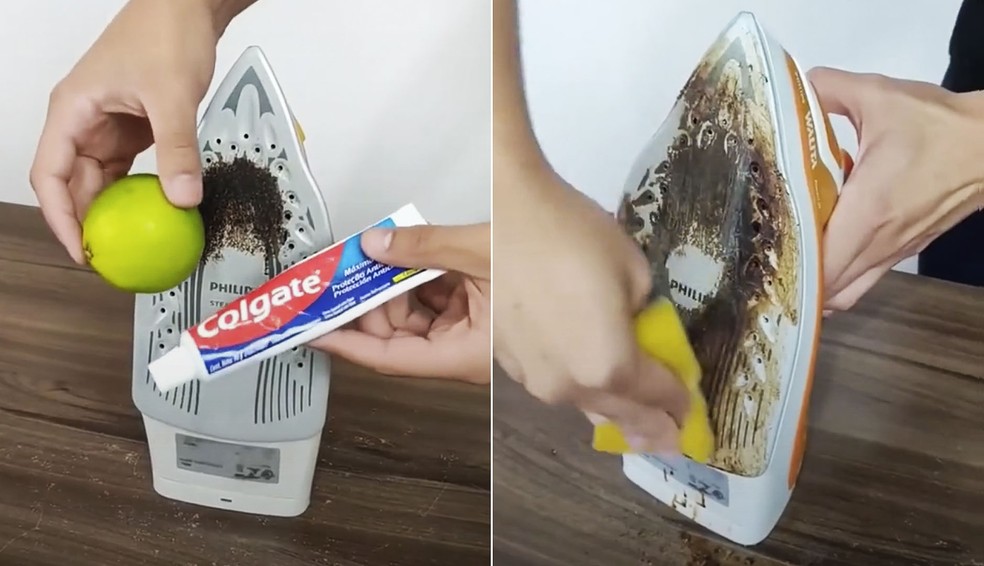 Como limpar o ferro de passar roupa? Truque com limão e pasta de dente viraliza na web; veja se o método realmente funciona — Foto: Reprodução/TikTok (@processo.emagresse)
