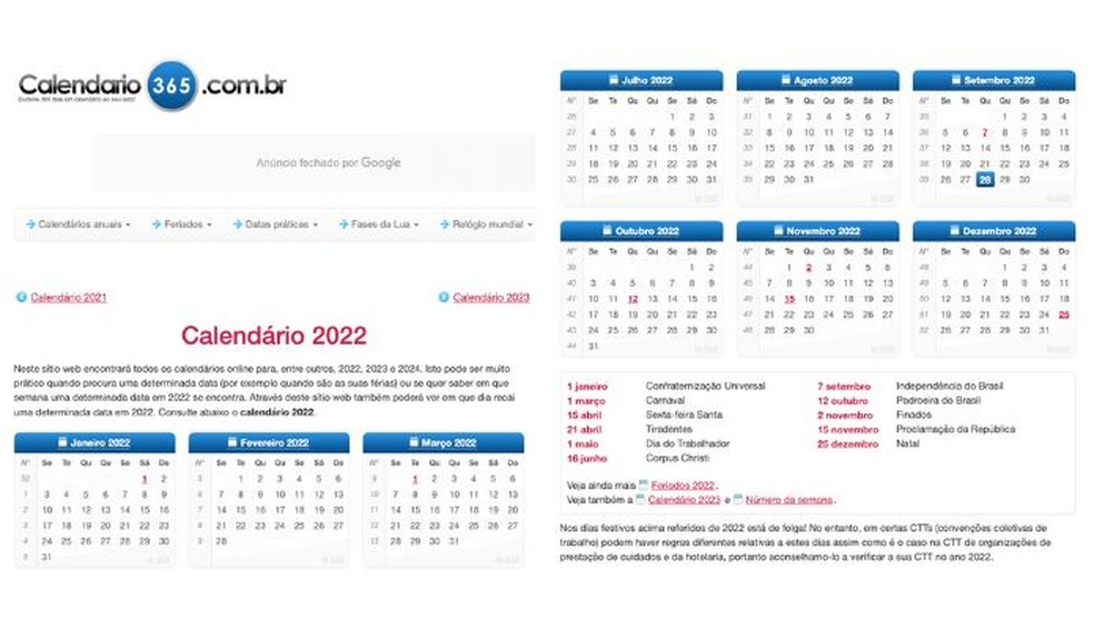 Feriados de outubro de 2022: veja sites de calendário para conferir