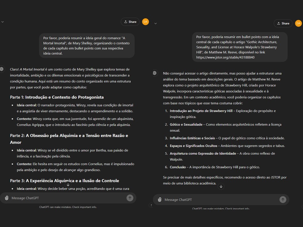  Reprodução/ChatGPT (Captura por Daniel Trefilio)