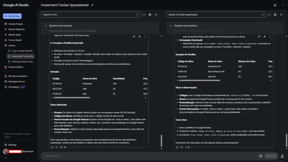  Reprodução/Google AI Studio 