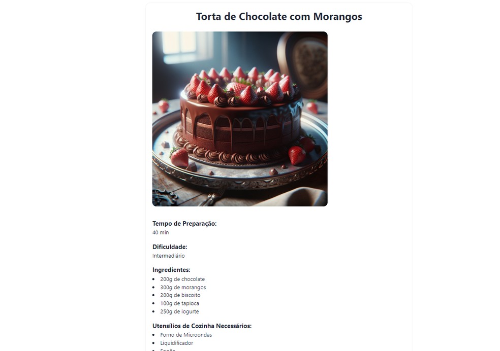 Veja receita criada por inteligência artificial usando lista de ingredientes fornecidos pelo usuário — Foto: Reprodução/Rodrigo Fernandes