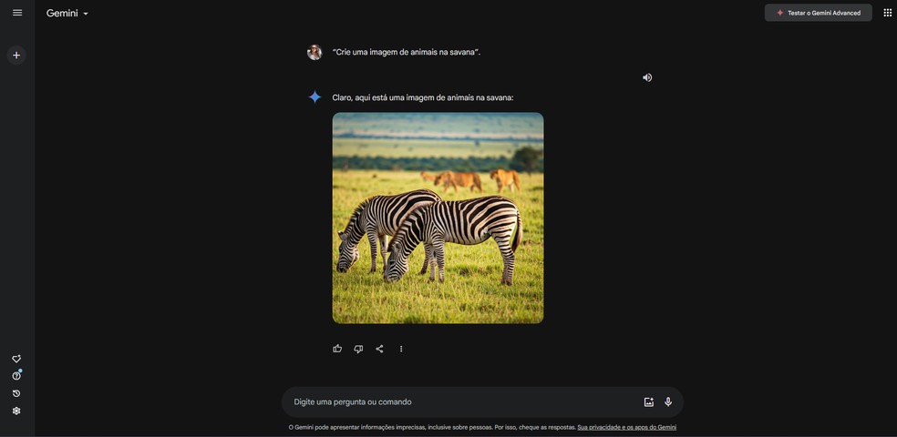 Gemini criou uma imagem bastante realista, mas um pouco mais simples — Foto: Reprodução/Gemini
