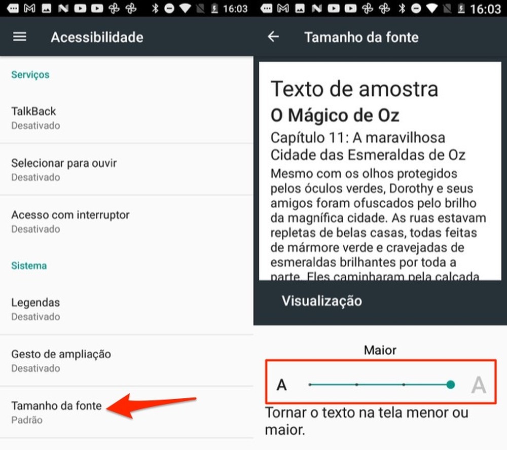 Como aumentar a letra do celular Android e iPhone (iOS)