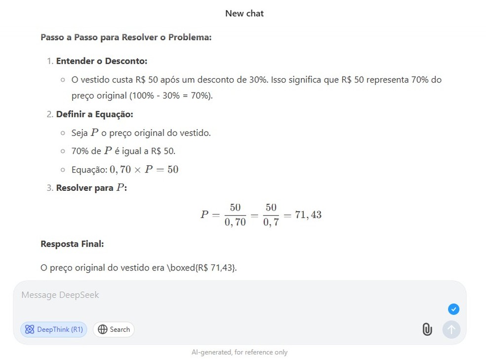 Reprodução/DeepSeek