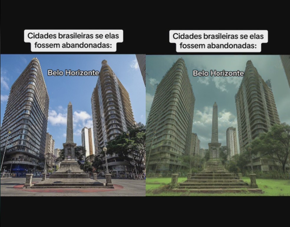 Trend no TikTok viraliza ao mostrar como seriam algumas cidades brasileiras se estivessem abandonadas — Foto: Reprodução/TikTok