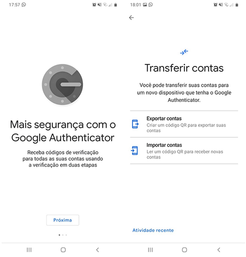 Google Authenticator é o aplicativo de verificação em duas etapas do Google — Foto: Reprodução/ Marcela Franco