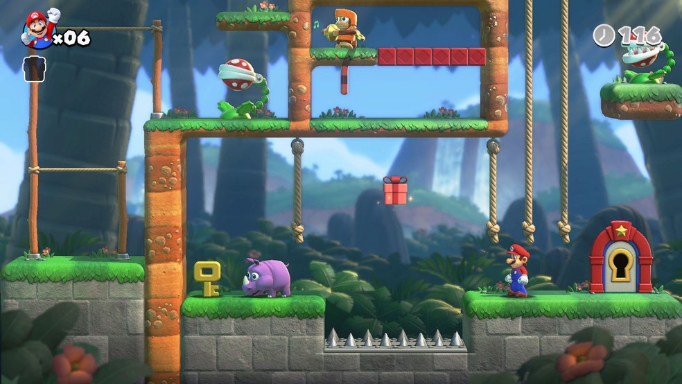 Demonstração do level design de Mario vs. Donkey Kong — Foto: Divulgação/Nintendo