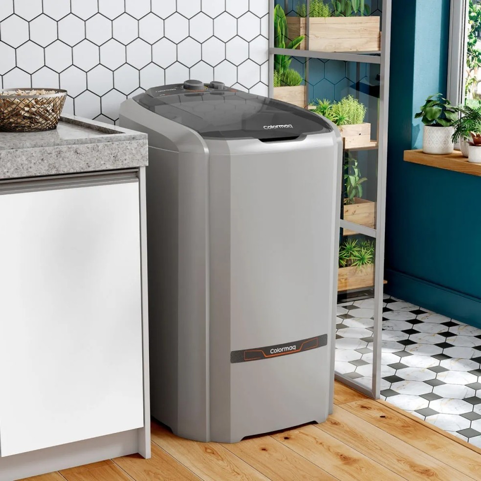 O tanquinho Colormaq conta com design moderno e um potente motor — Foto: Foto: Divulgação/Colormaq