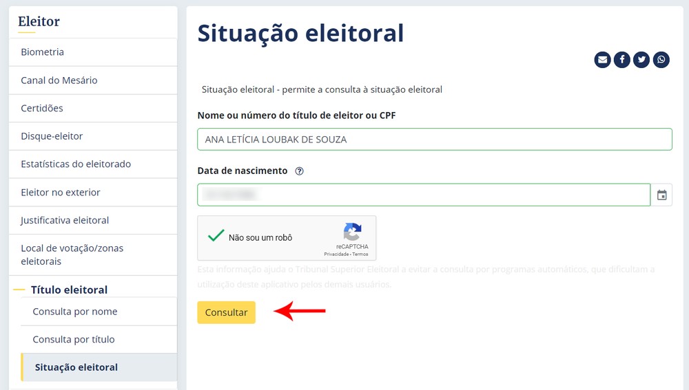 Como descobrir o número do título de eleitor em consulta no site do TSE