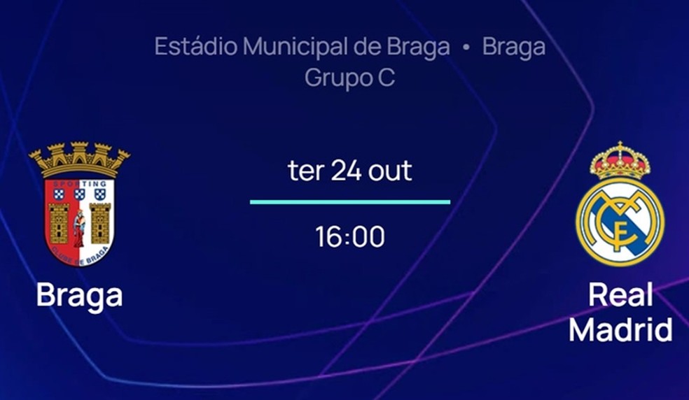 Braga x Real Madrid ao vivo: como assistir ao jogo da Champions League