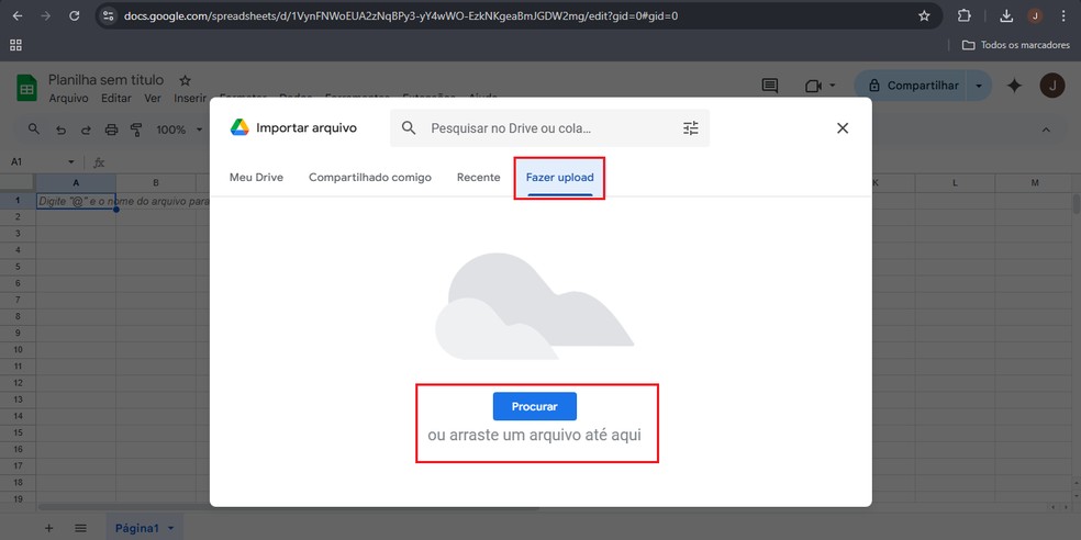 Faça o envio do seu arquivo CSV para o Google Planilhas — Foto: Reprodução/Gabriel Pereira