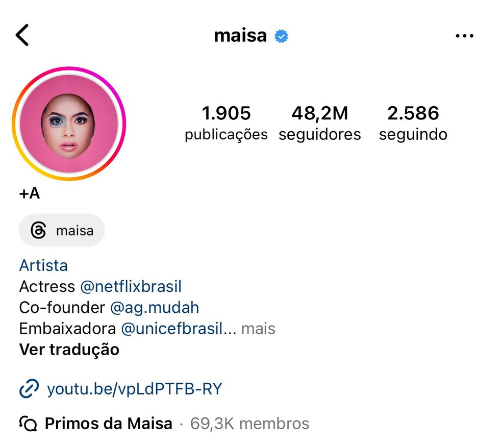 Maísa Silva soma 48,2 milhões de seguidores no Instagram — Foto: Reprodução/Instagram