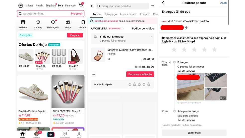 Como ver rastreio de compra no TikTok Shop? Veja passo a passo — Foto: Reprodução/Letícia Rosa