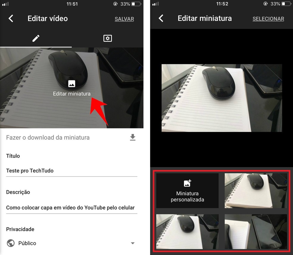 Como colocar capa no vídeo do YouTube pelo celular