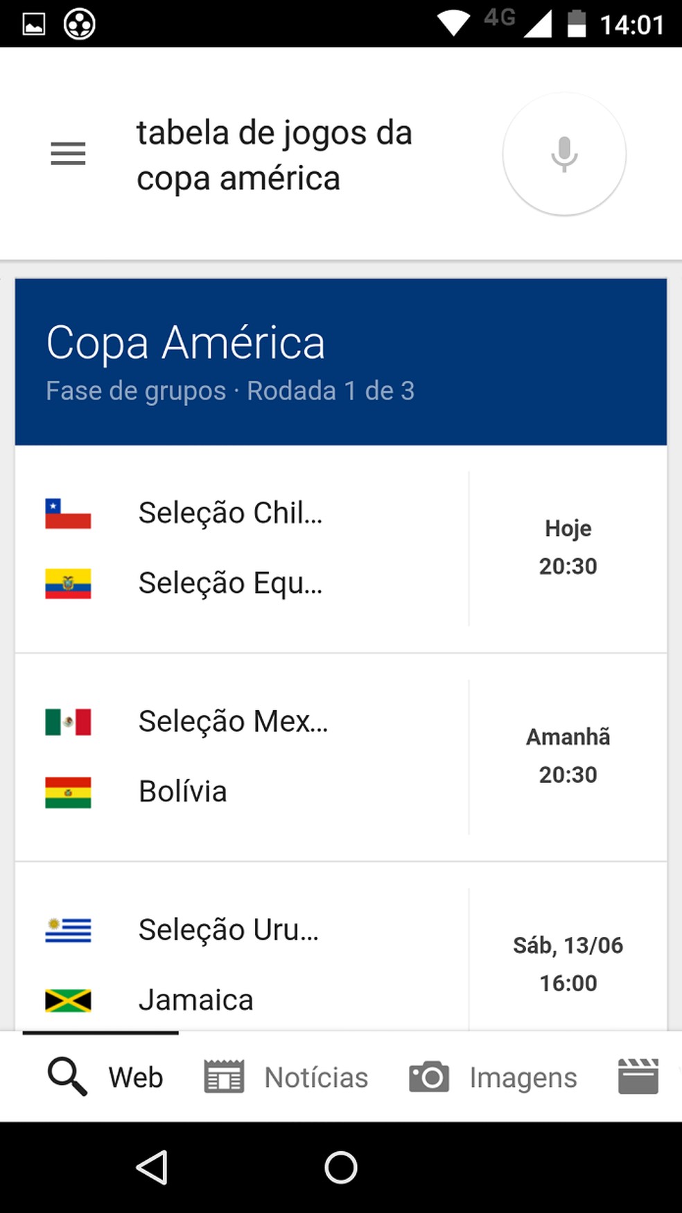 Dez comandos do Google Now para ficar por dentro da Copa América