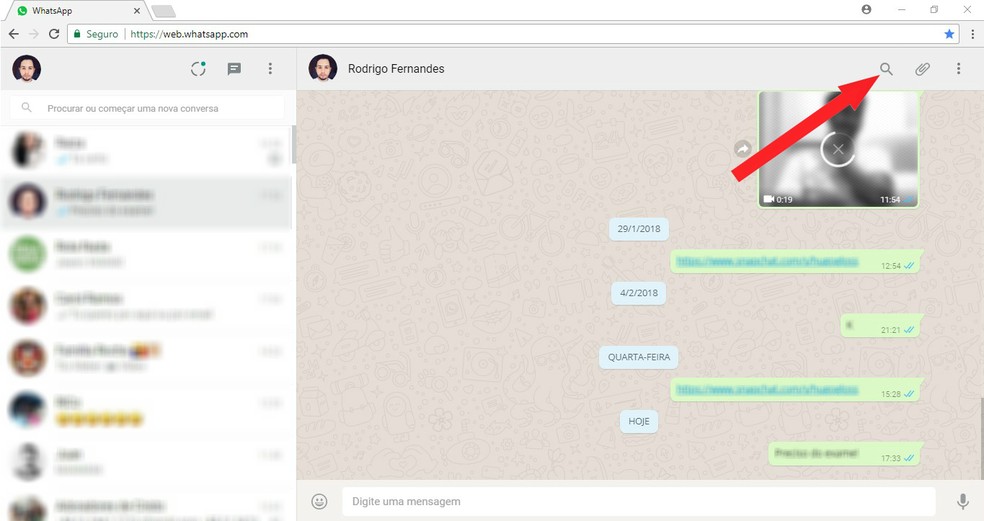 Como encontrar conversas antigas no WhatsApp Web